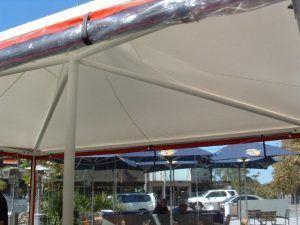 Cafe blinds and umbrella combo